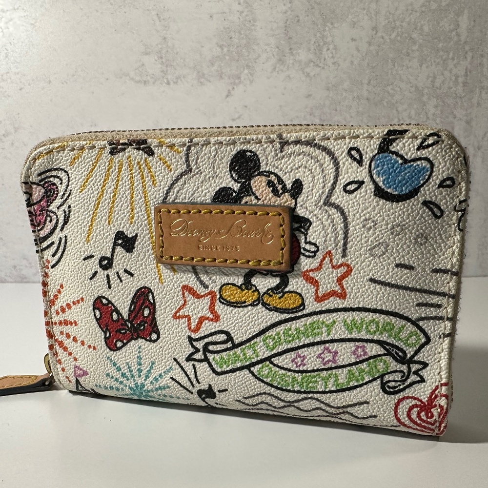 Disney Dooney and Bourke Sketch Small Zippered Wallet